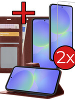 BTH BTH Samsung Galaxy A36 Hoesje Bookcase Met 2x Screenprotector - Bruin
