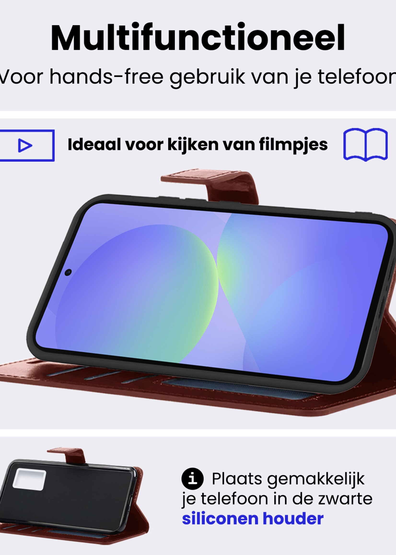 BTH BTH Samsung Galaxy A36 Hoesje Bookcase Met 2x Screenprotector - Bruin