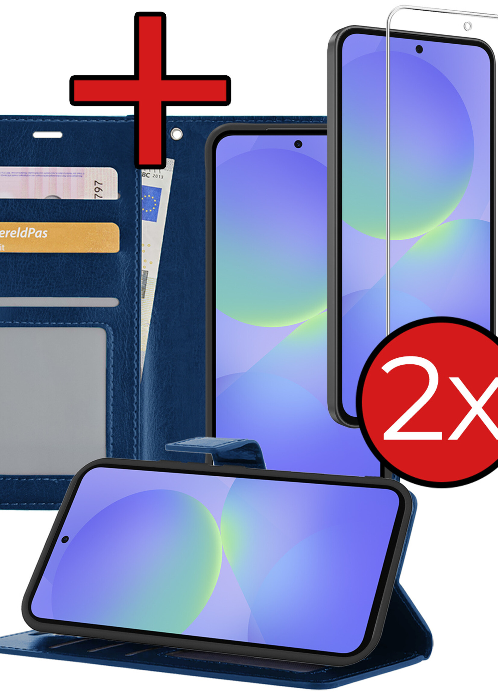 BTH BTH Samsung Galaxy A36 Hoesje Bookcase Met 2x Screenprotector - Donkerblauw