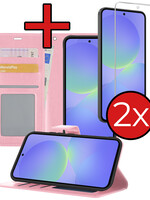 BTH BTH Samsung Galaxy A36 Hoesje Bookcase Met 2x Screenprotector - Lichtroze
