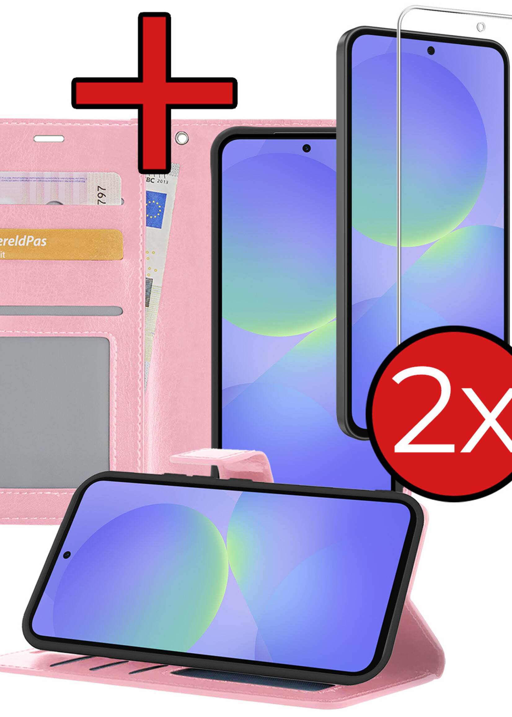 BTH BTH Samsung Galaxy A36 Hoesje Bookcase Met 2x Screenprotector - Lichtroze