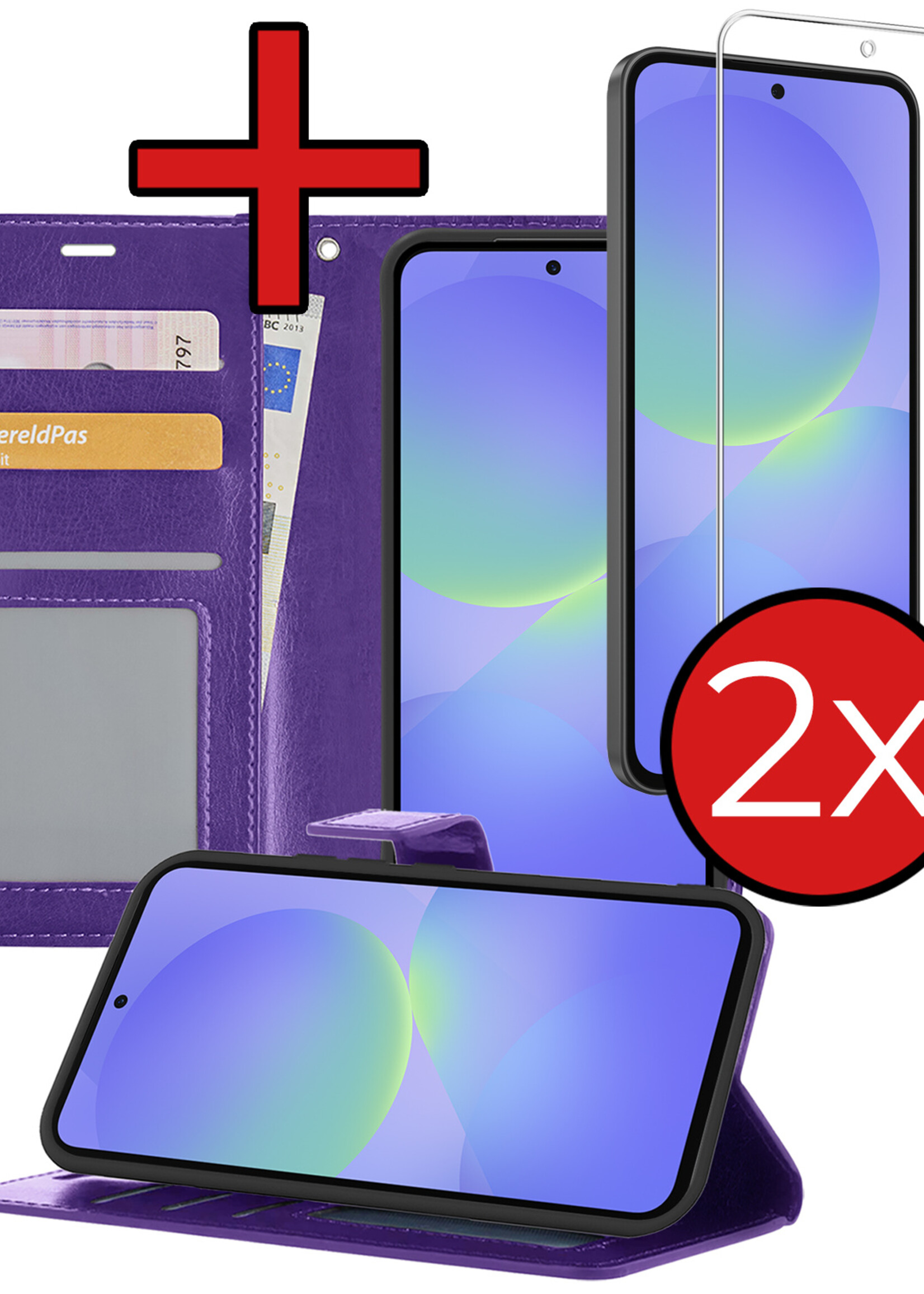 BTH BTH Samsung Galaxy A36 Hoesje Bookcase Met 2x Screenprotector - Paars