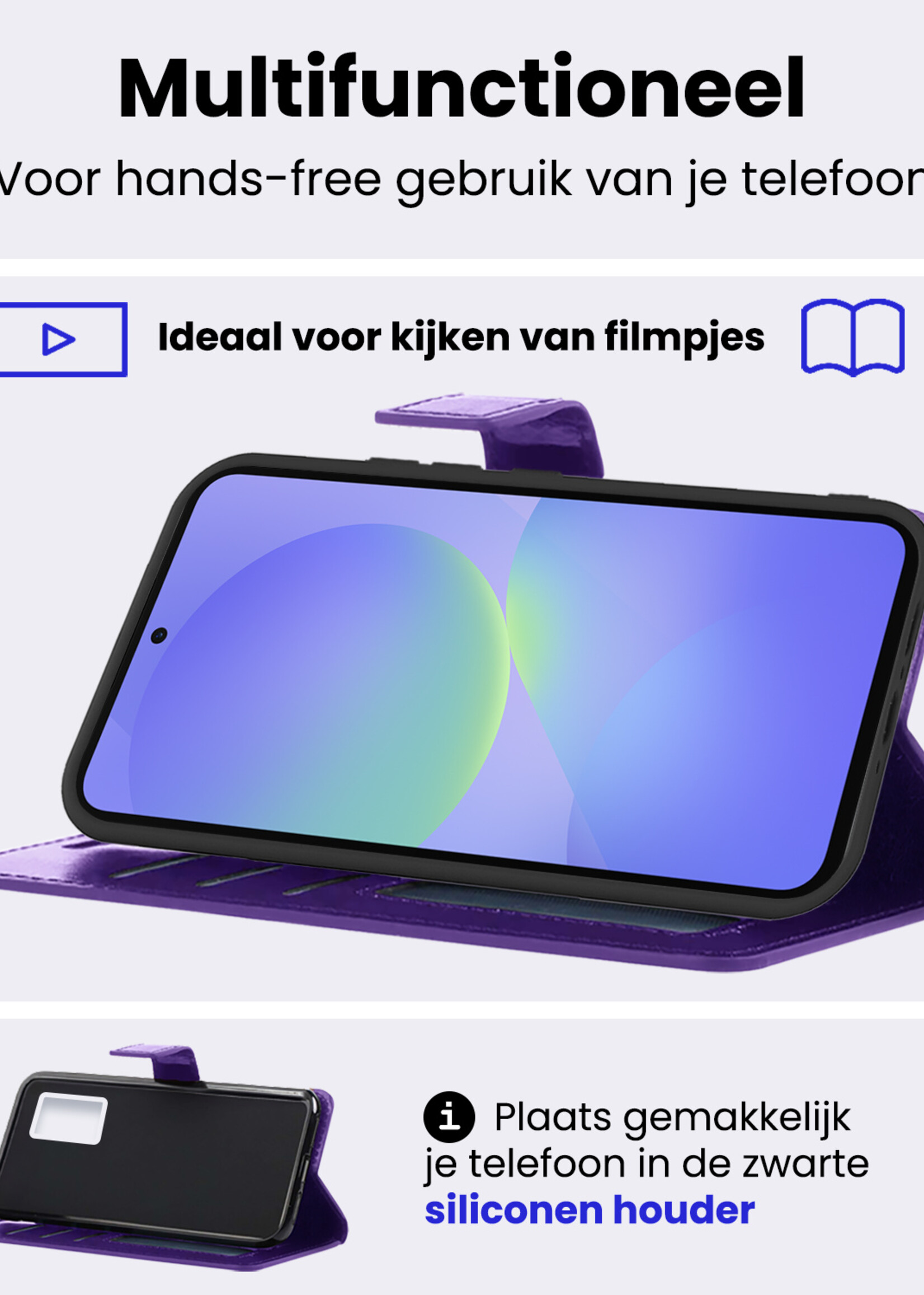 BTH BTH Samsung Galaxy A36 Hoesje Bookcase Met 2x Screenprotector - Paars