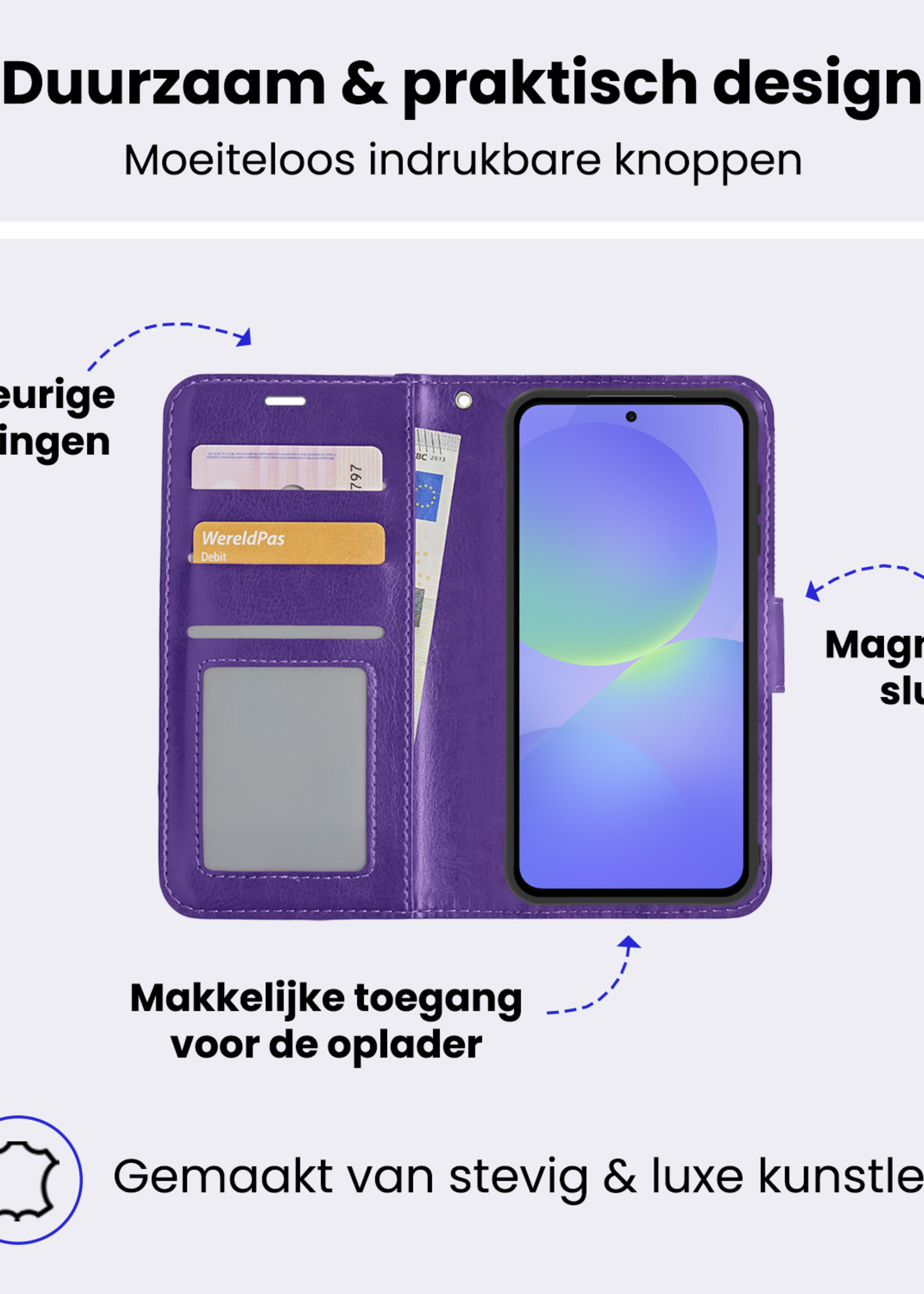 BTH BTH Samsung Galaxy A36 Hoesje Bookcase Met 2x Screenprotector - Paars