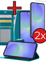 BTH BTH Samsung Galaxy A36 Hoesje Bookcase Met 2x Screenprotector - Turquoise