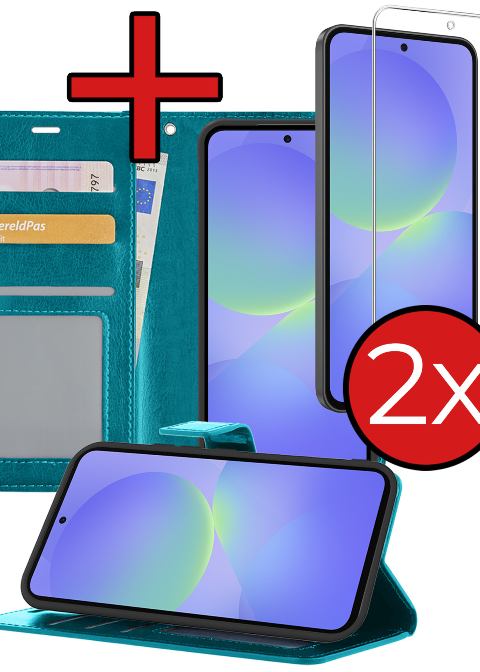 BTH BTH Samsung Galaxy A36 Hoesje Bookcase Met 2x Screenprotector - Turquoise