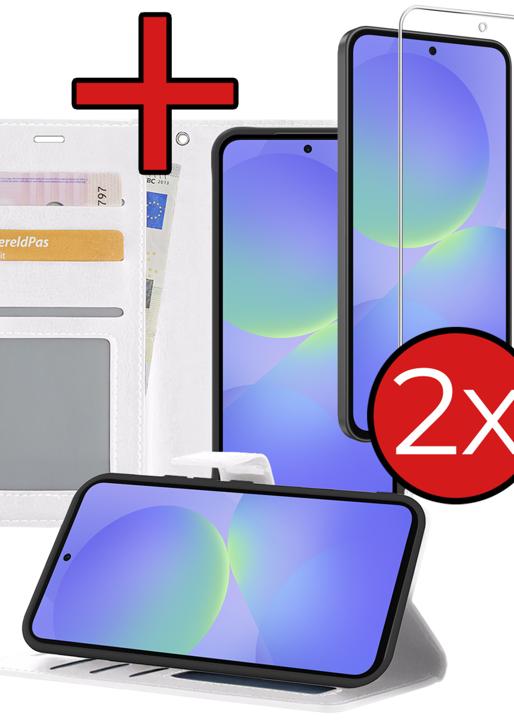 BTH BTH Samsung Galaxy A36 Hoesje Bookcase Met 2x Screenprotector - Wit