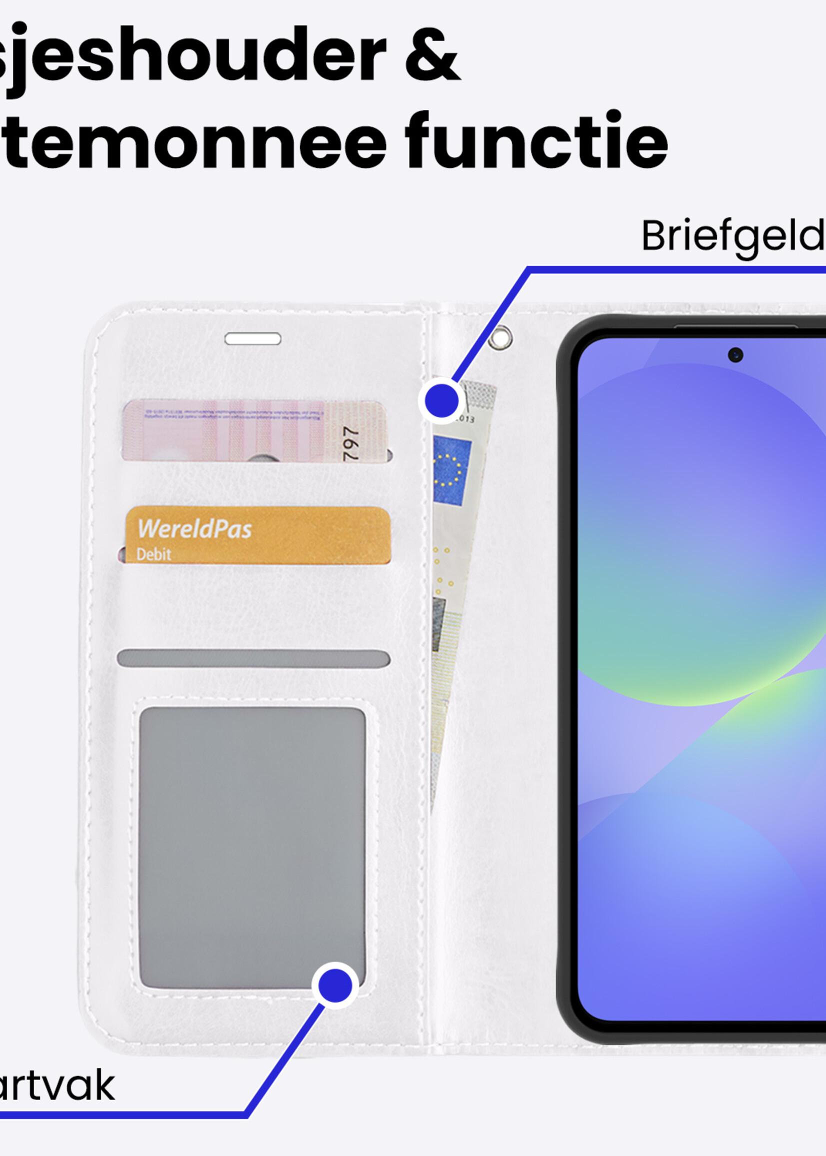 BTH BTH Samsung Galaxy A36 Hoesje Bookcase Met 2x Screenprotector - Wit