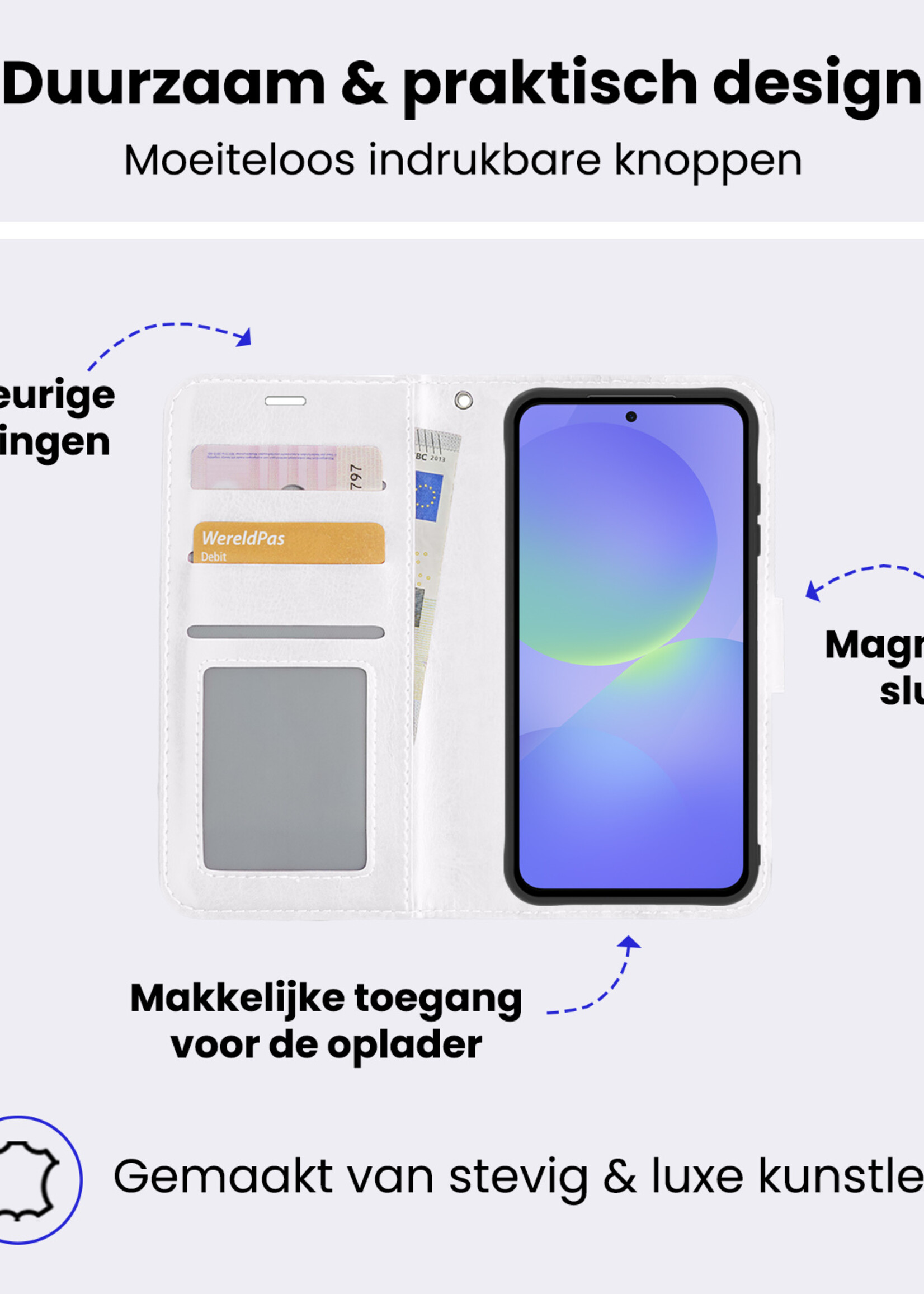 BTH BTH Samsung Galaxy A36 Hoesje Bookcase Met 2x Screenprotector - Wit