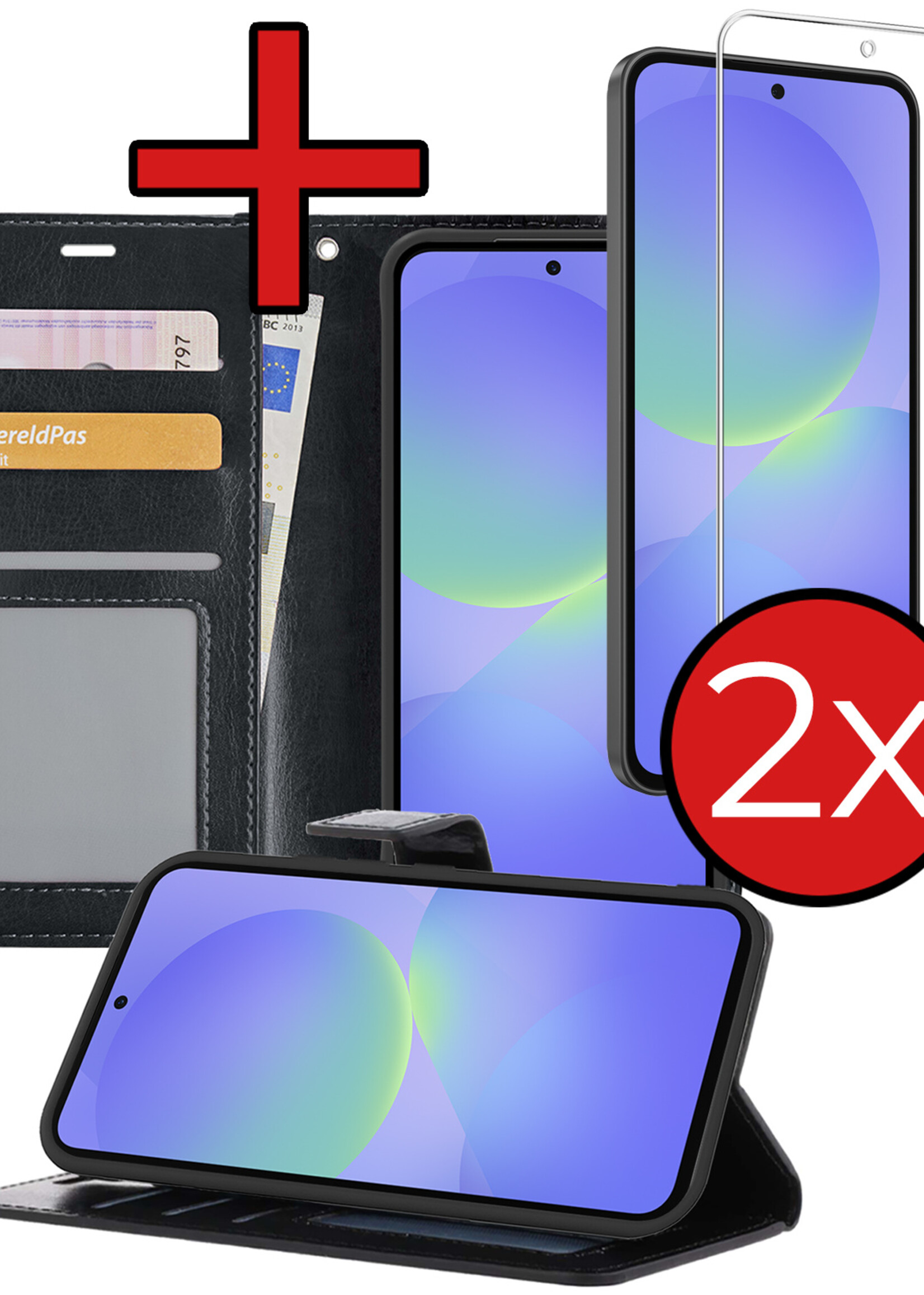 BTH BTH Samsung Galaxy A36 Hoesje Bookcase Met 2x Screenprotector - Zwart