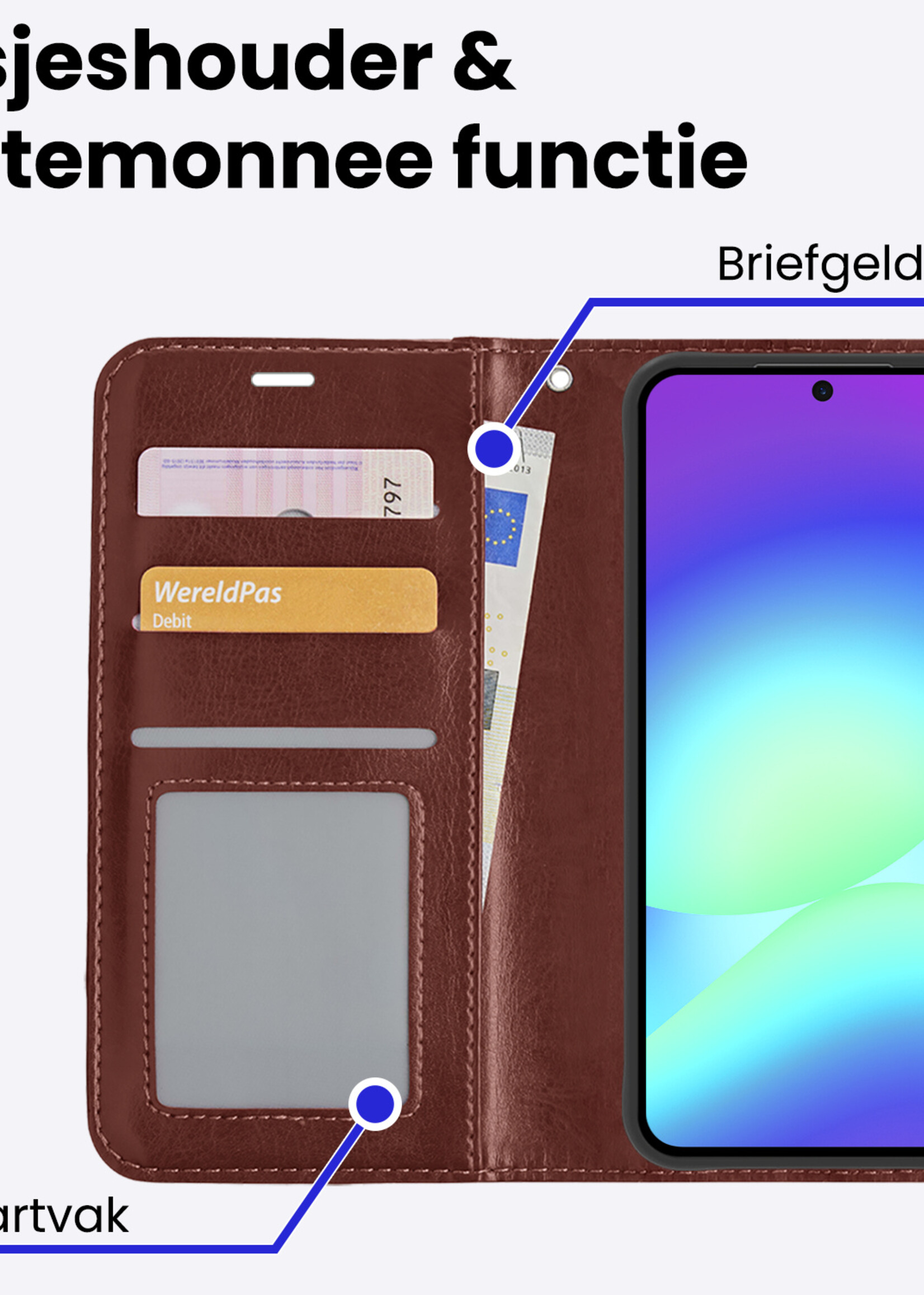 BTH BTH Samsung Galaxy A56 Hoesje Bookcase - Bruin
