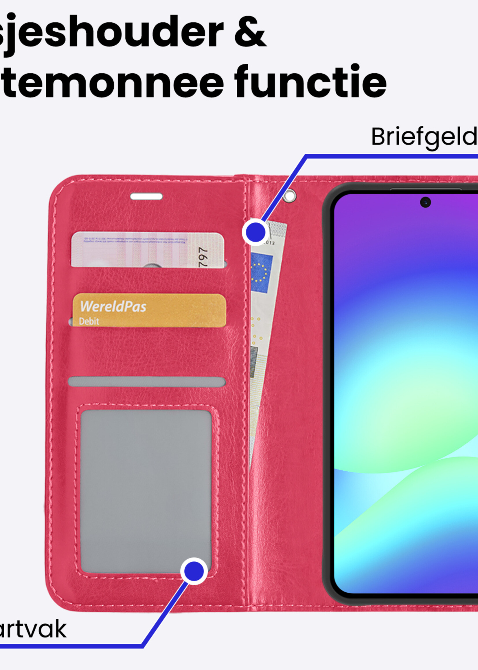 BTH BTH Samsung Galaxy A56 Hoesje Bookcase - Donkerroze