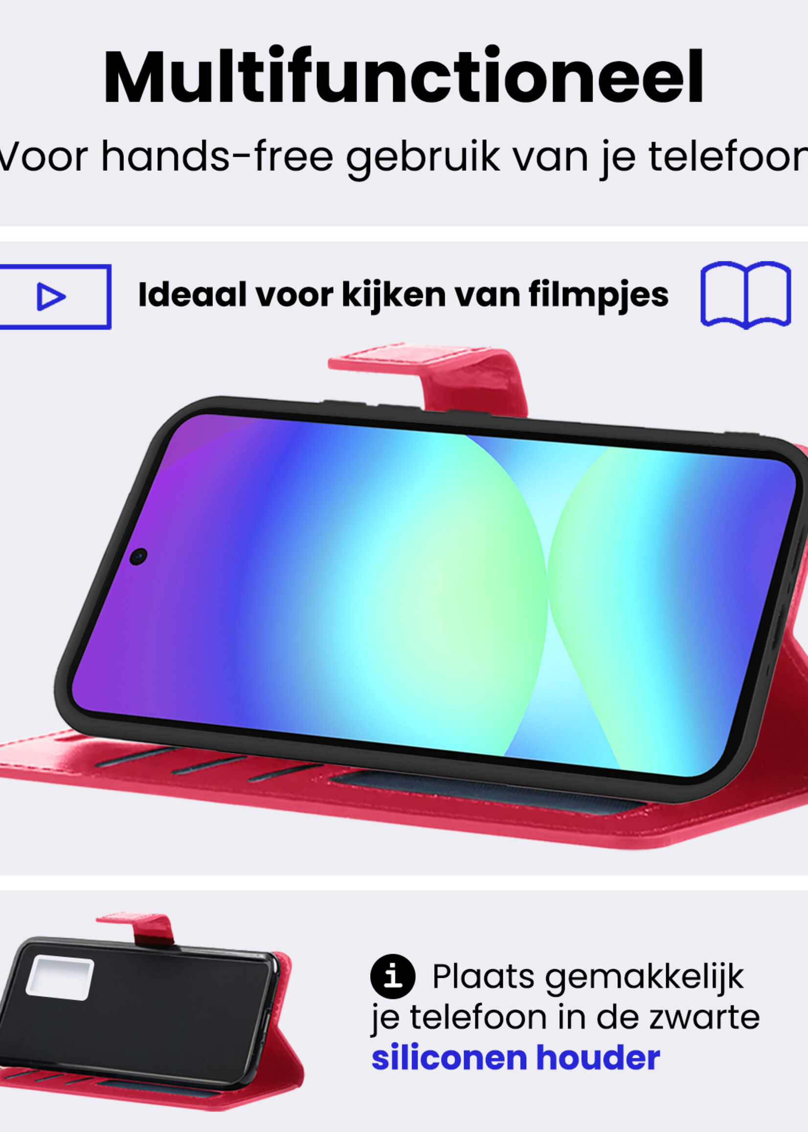 BTH BTH Samsung Galaxy A56 Hoesje Bookcase - Donkerroze