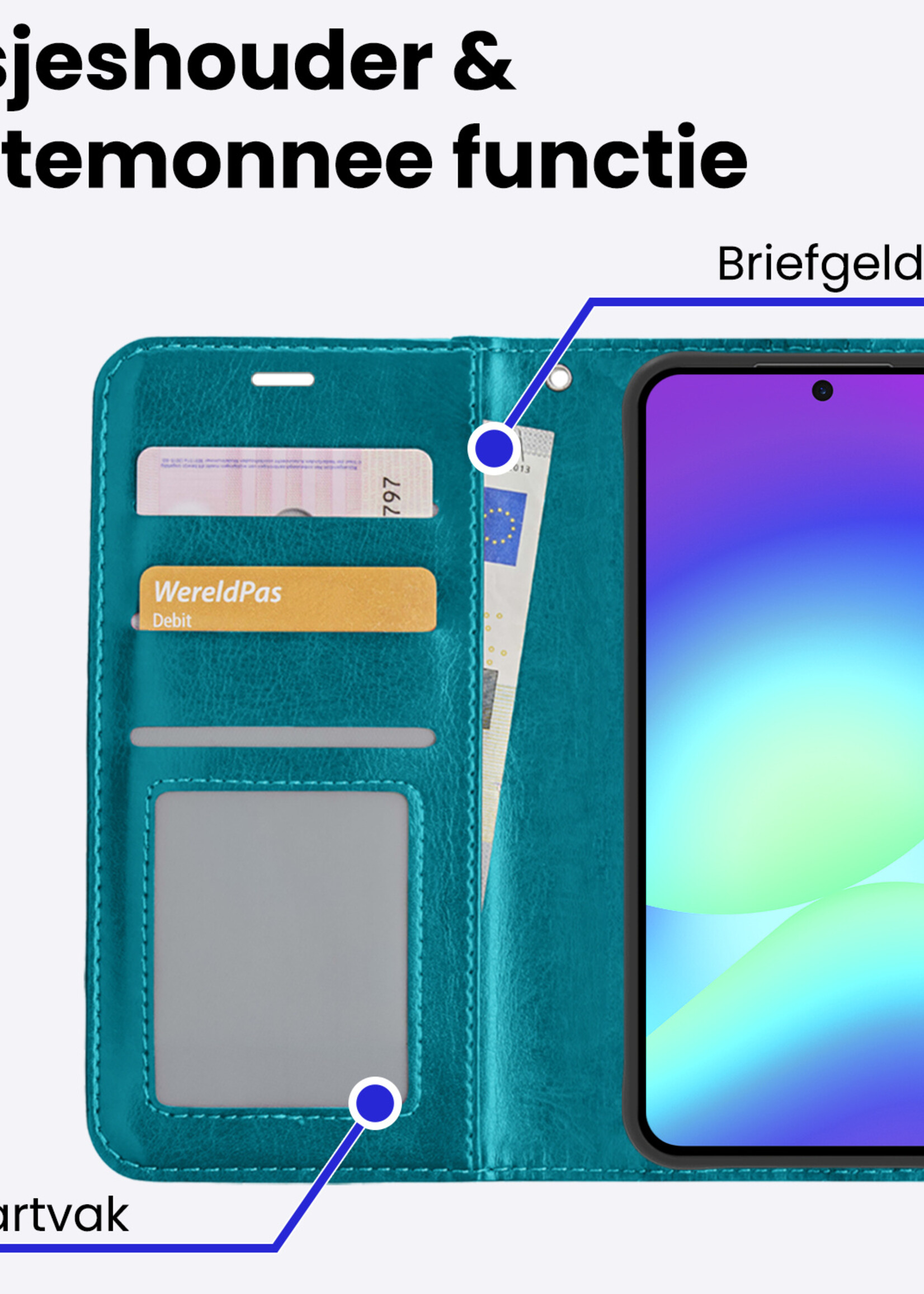 BTH BTH Samsung Galaxy A56 Hoesje Bookcase - Turquoise