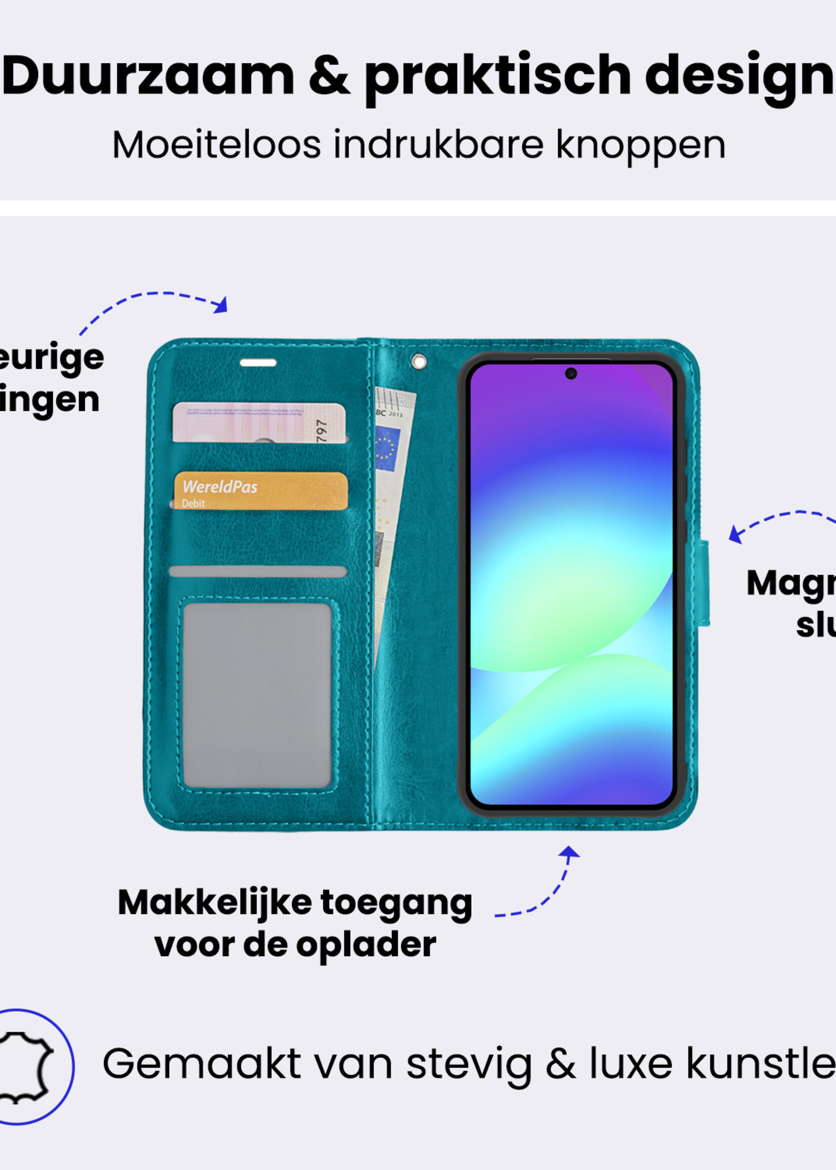 BTH BTH Samsung Galaxy A56 Hoesje Bookcase - Turquoise