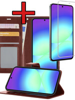 BTH BTH Samsung Galaxy A56 Hoesje Bookcase Met Screenprotector - Bruin