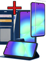 BTH BTH Samsung Galaxy A56 Hoesje Bookcase Met Screenprotector - Donkerblauw
