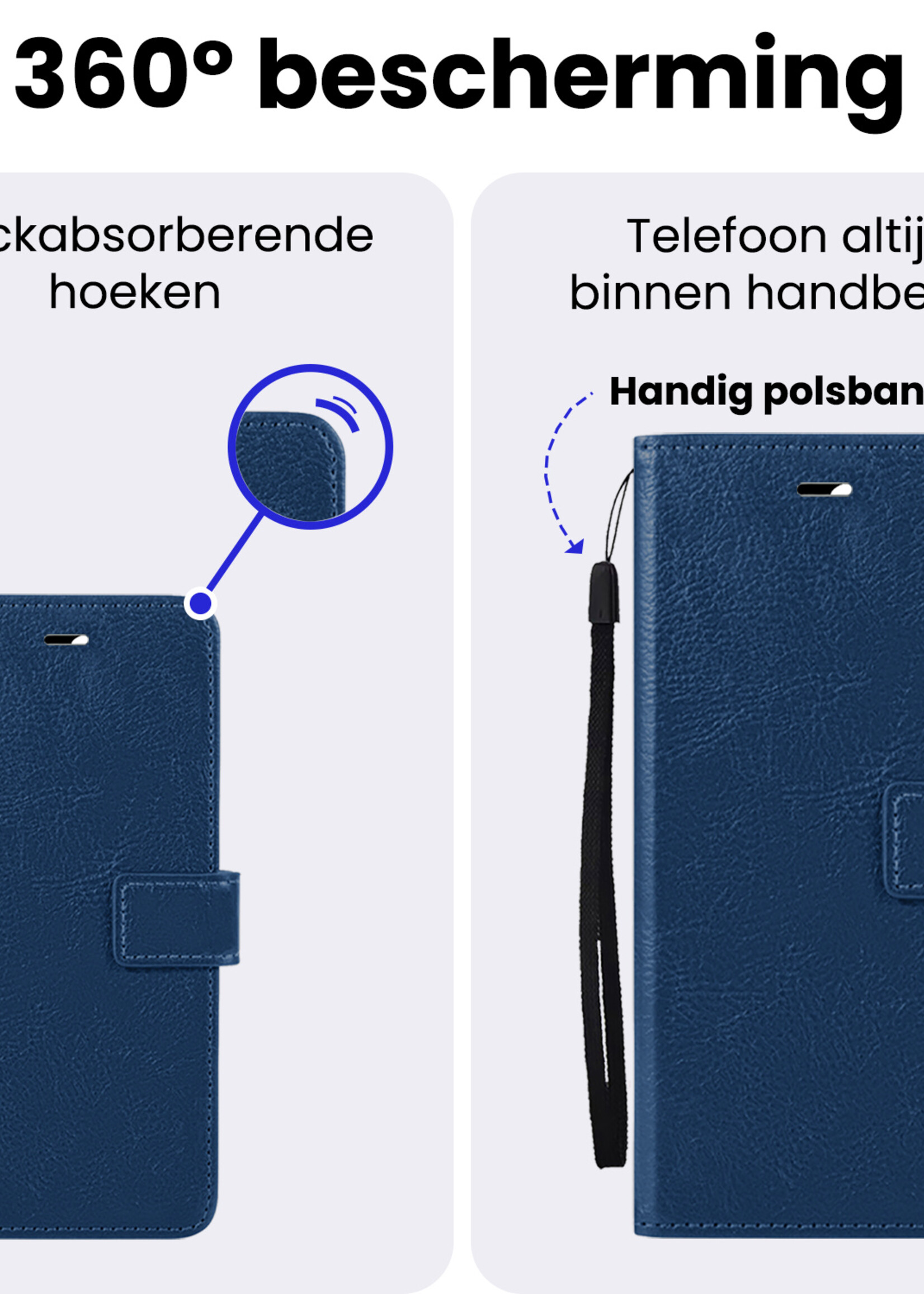 BTH BTH Samsung Galaxy A56 Hoesje Bookcase Met Screenprotector - Donkerblauw