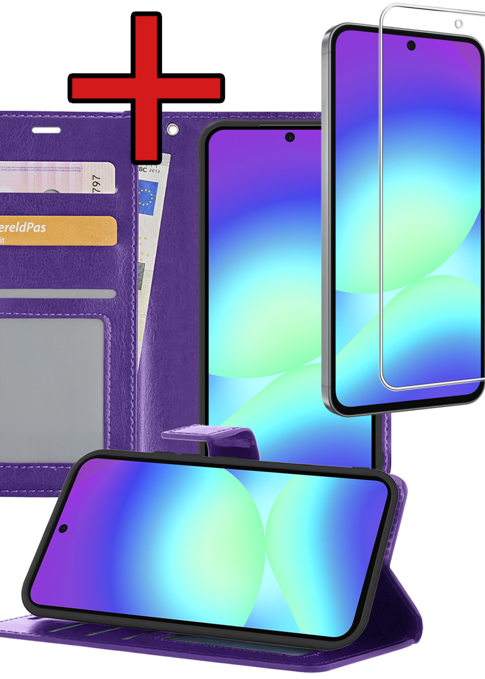 BTH BTH Samsung Galaxy A56 Hoesje Bookcase Met Screenprotector - Paars