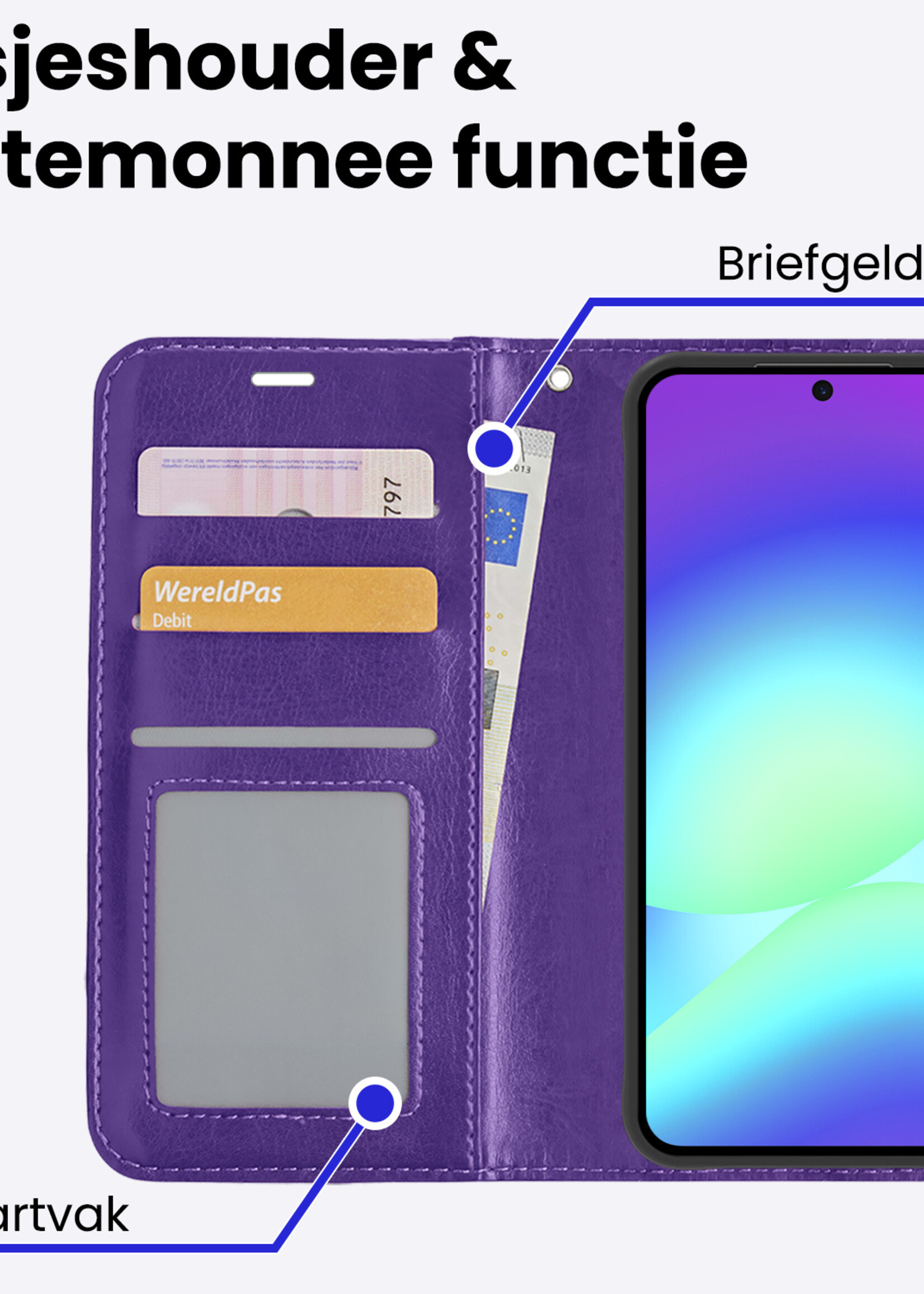 BTH BTH Samsung Galaxy A56 Hoesje Bookcase Met Screenprotector - Paars
