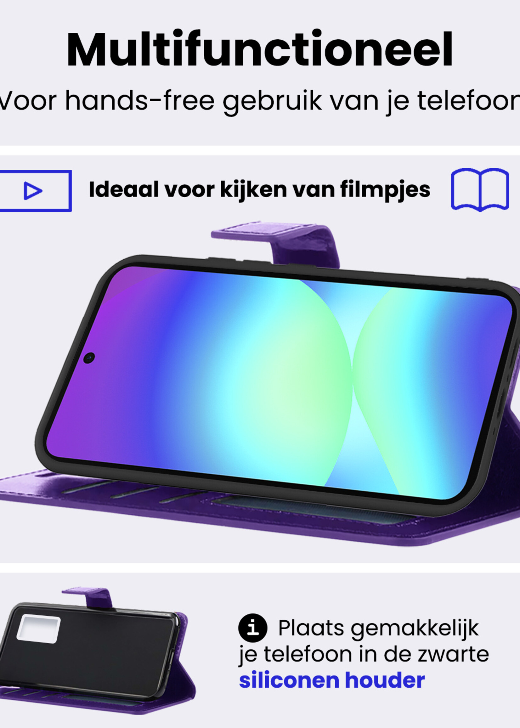 BTH BTH Samsung Galaxy A56 Hoesje Bookcase Met Screenprotector - Paars