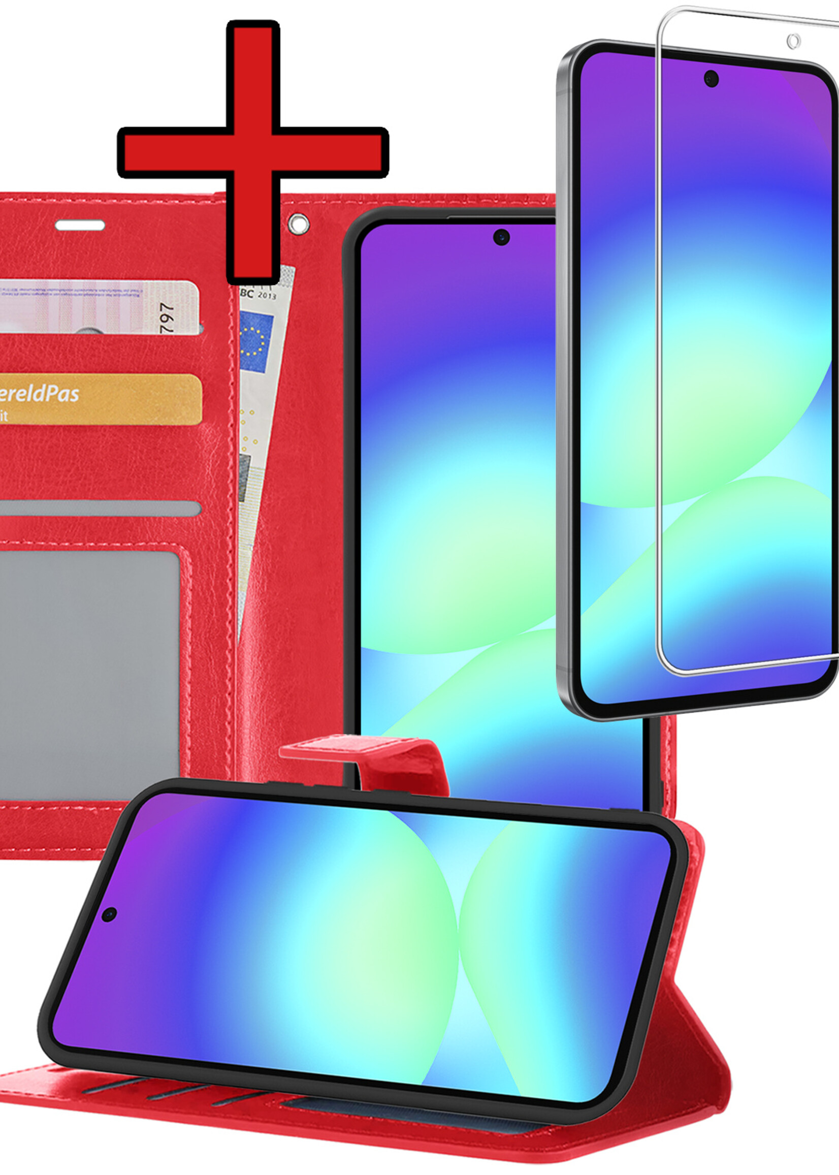 BTH BTH Samsung Galaxy A56 Hoesje Bookcase Met Screenprotector - Rood