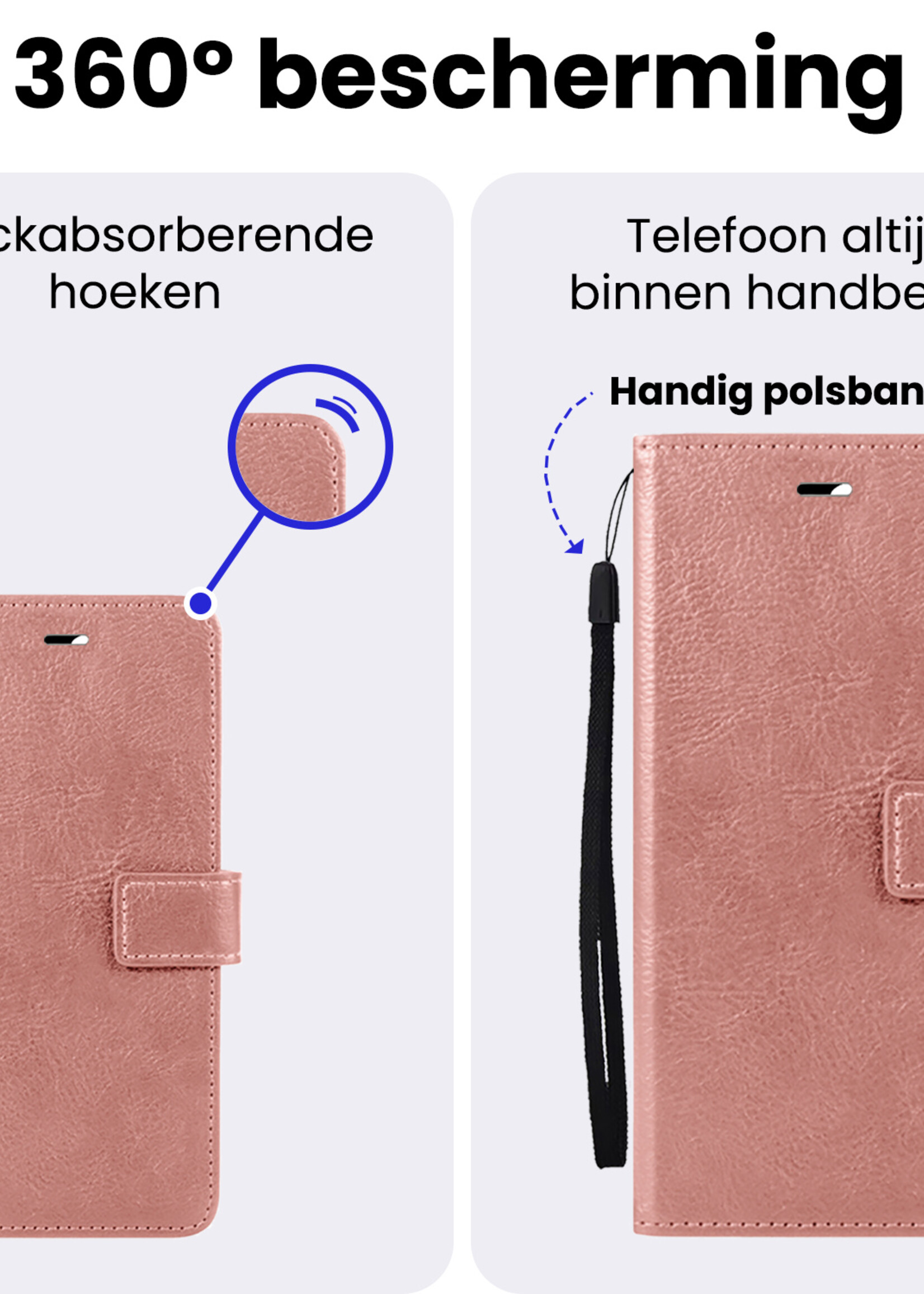 BTH BTH Samsung Galaxy A56 Hoesje Bookcase Met Screenprotector - Rose Goud