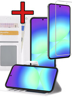 BTH BTH Samsung Galaxy A56 Hoesje Bookcase Met Screenprotector - Wit
