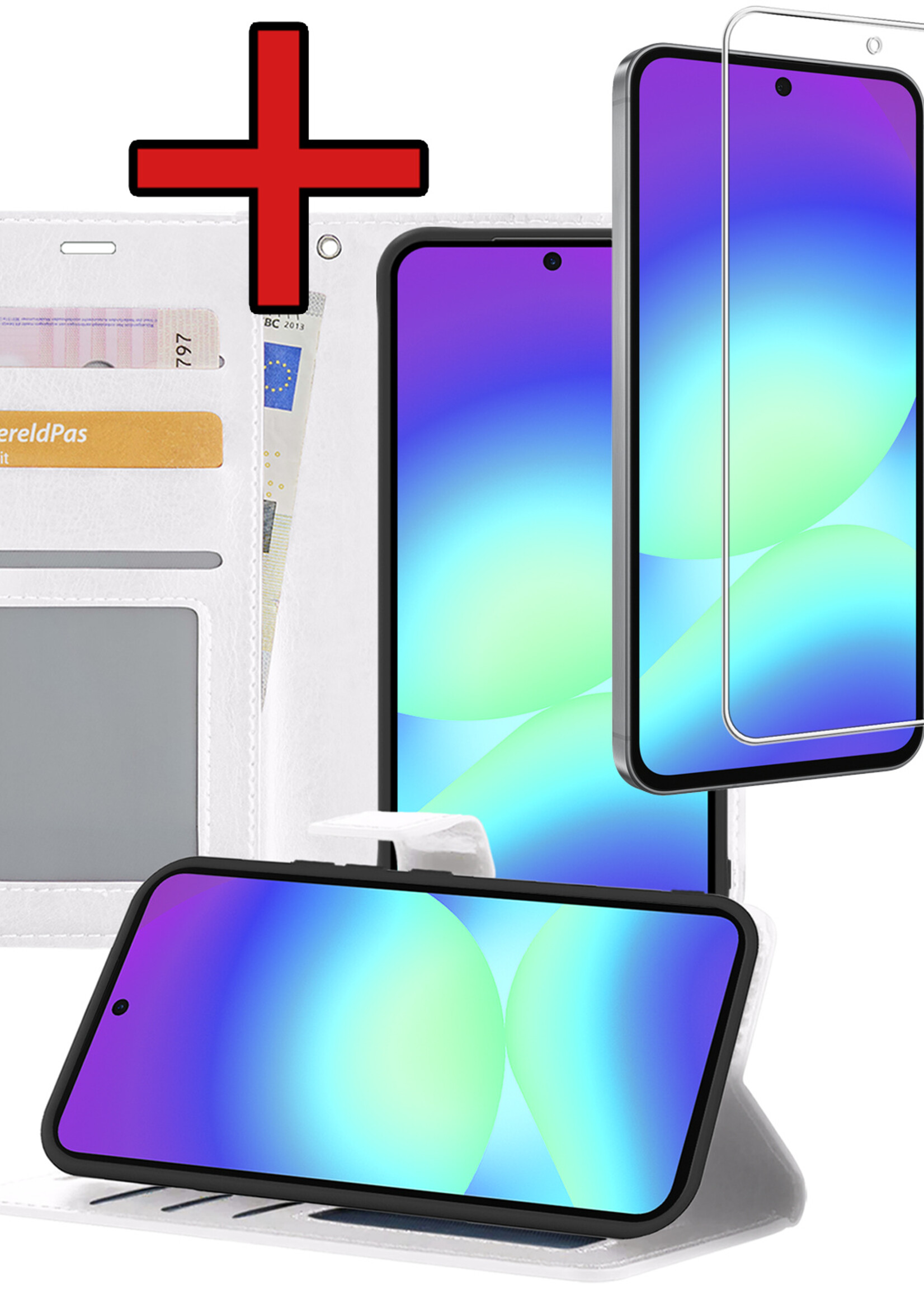BTH BTH Samsung Galaxy A56 Hoesje Bookcase Met Screenprotector - Wit