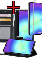 BTH BTH Samsung Galaxy A56 Hoesje Bookcase Met Screenprotector - Zwart