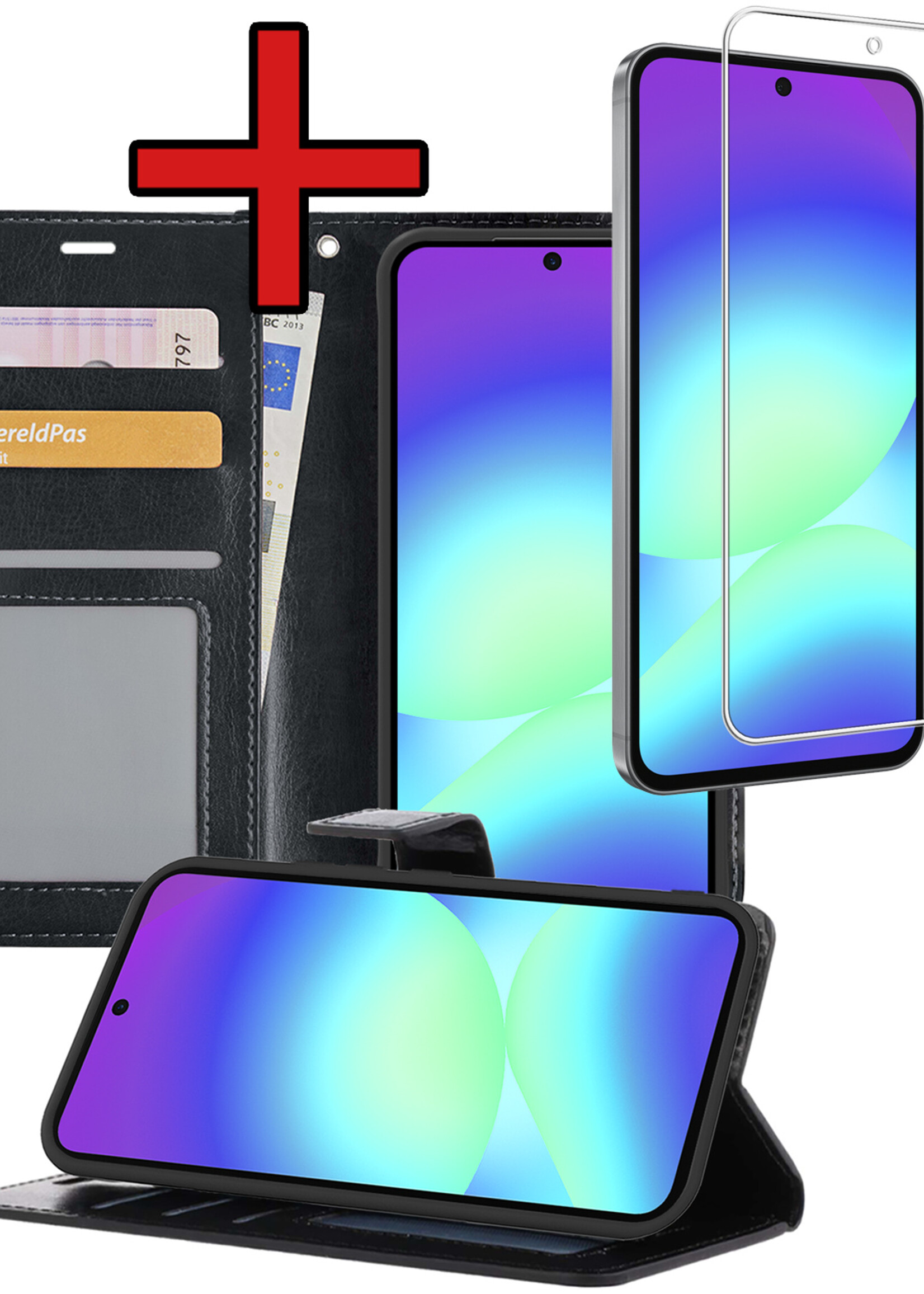 BTH BTH Samsung Galaxy A56 Hoesje Bookcase Met Screenprotector - Zwart