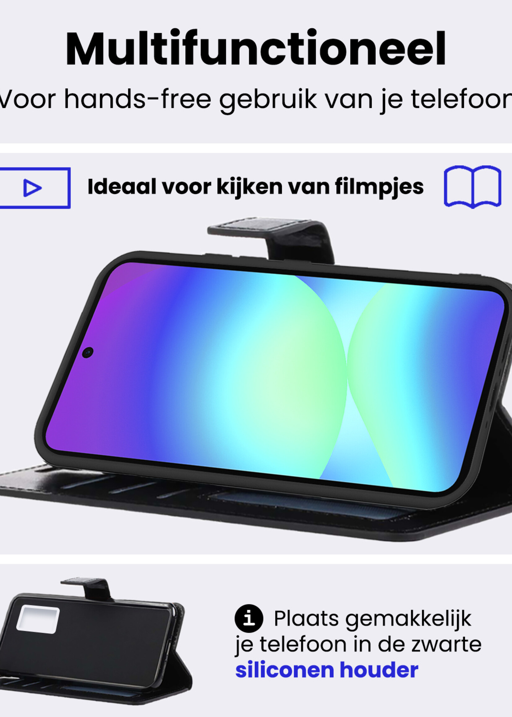 BTH BTH Samsung Galaxy A56 Hoesje Bookcase Met Screenprotector - Zwart