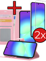 BTH BTH Samsung Galaxy A56 Hoesje Bookcase Met 2x Screenprotector - Lichtroze
