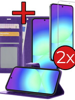 BTH BTH Samsung Galaxy A56 Hoesje Bookcase Met 2x Screenprotector - Paars