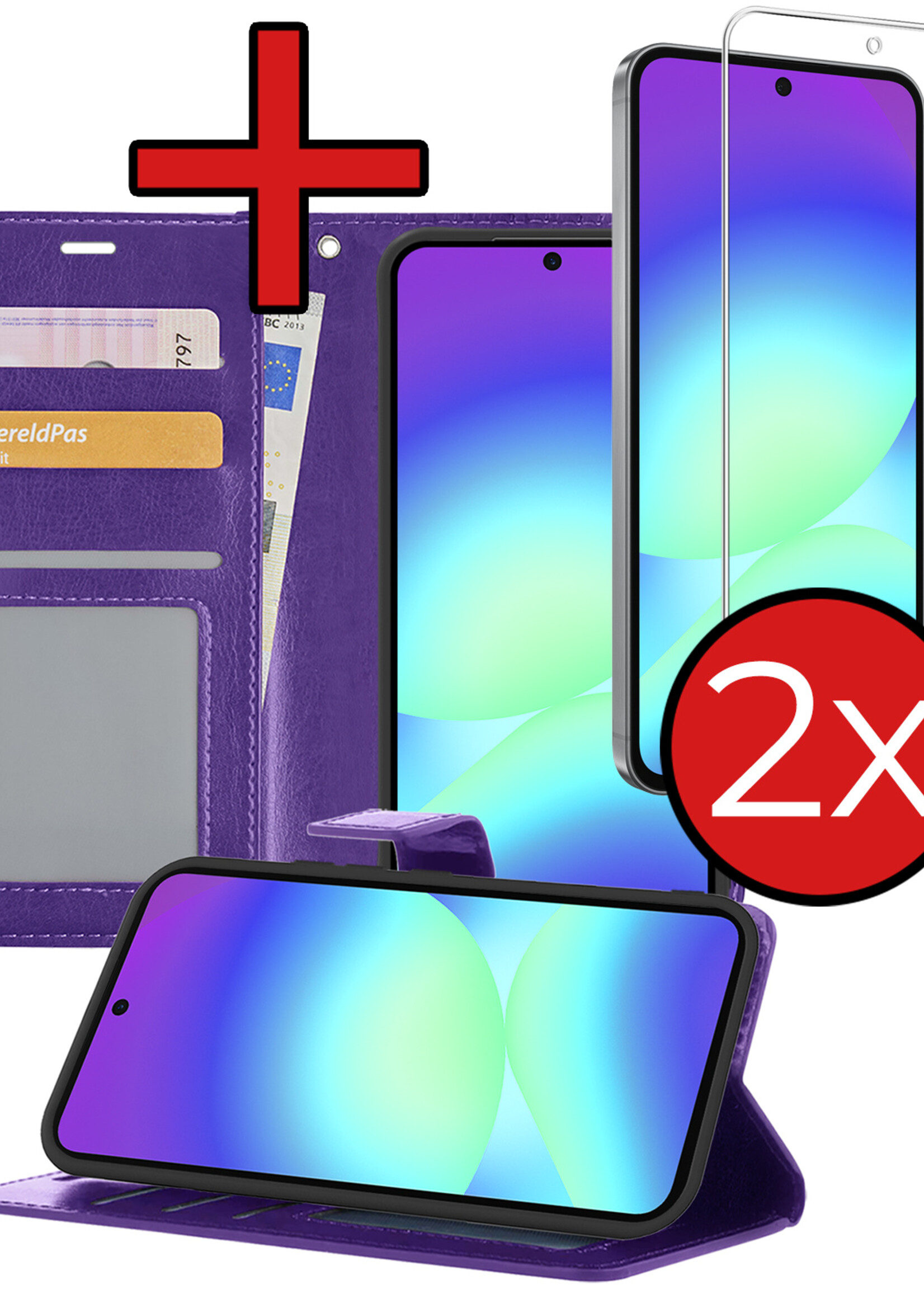 BTH BTH Samsung Galaxy A56 Hoesje Bookcase Met 2x Screenprotector - Paars