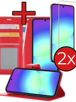 BTH BTH Samsung Galaxy A56 Hoesje Bookcase Met 2x Screenprotector - Rood