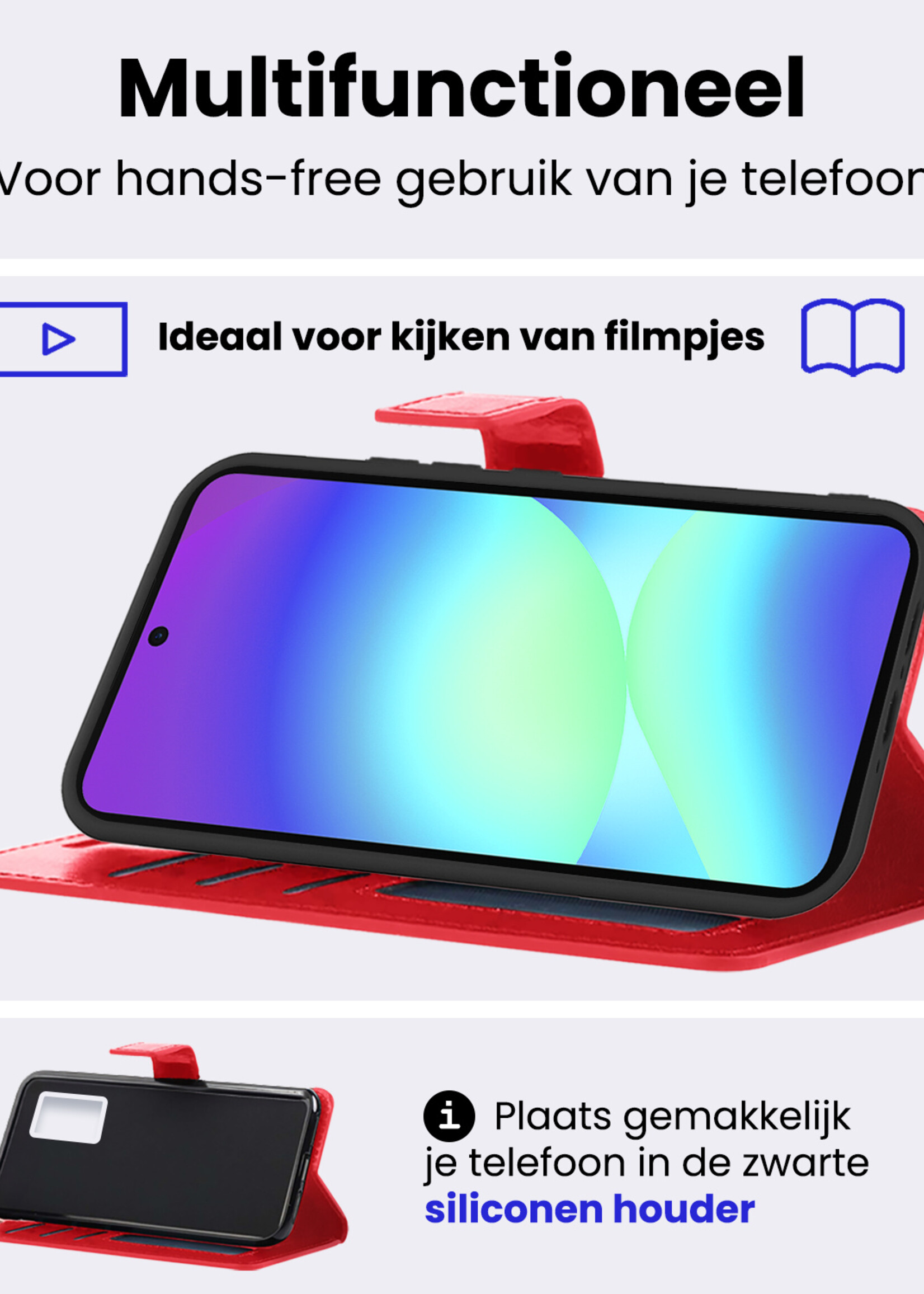 BTH BTH Samsung Galaxy A56 Hoesje Bookcase Met 2x Screenprotector - Rood