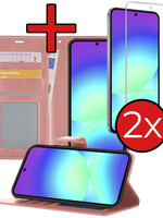 BTH BTH Samsung Galaxy A56 Hoesje Bookcase Met 2x Screenprotector - Rose Goud