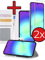 BTH BTH Samsung Galaxy A56 Hoesje Bookcase Met 2x Screenprotector - Wit