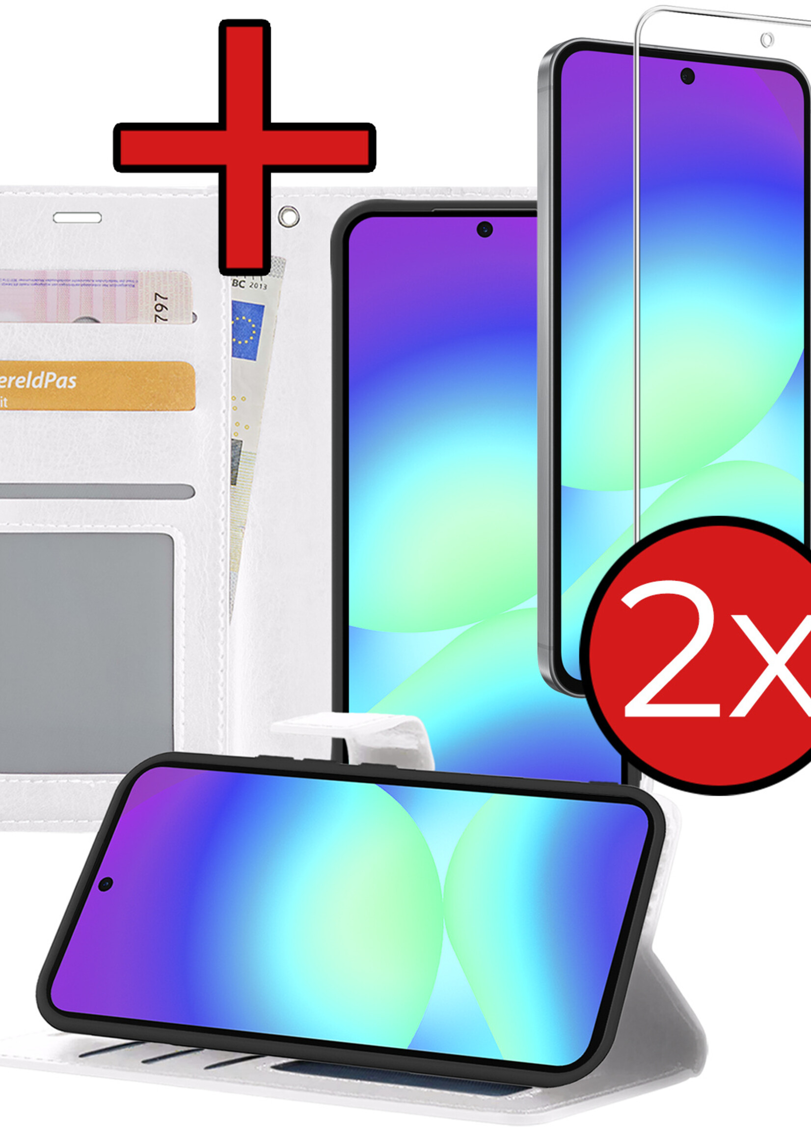BTH BTH Samsung Galaxy A56 Hoesje Bookcase Met 2x Screenprotector - Wit