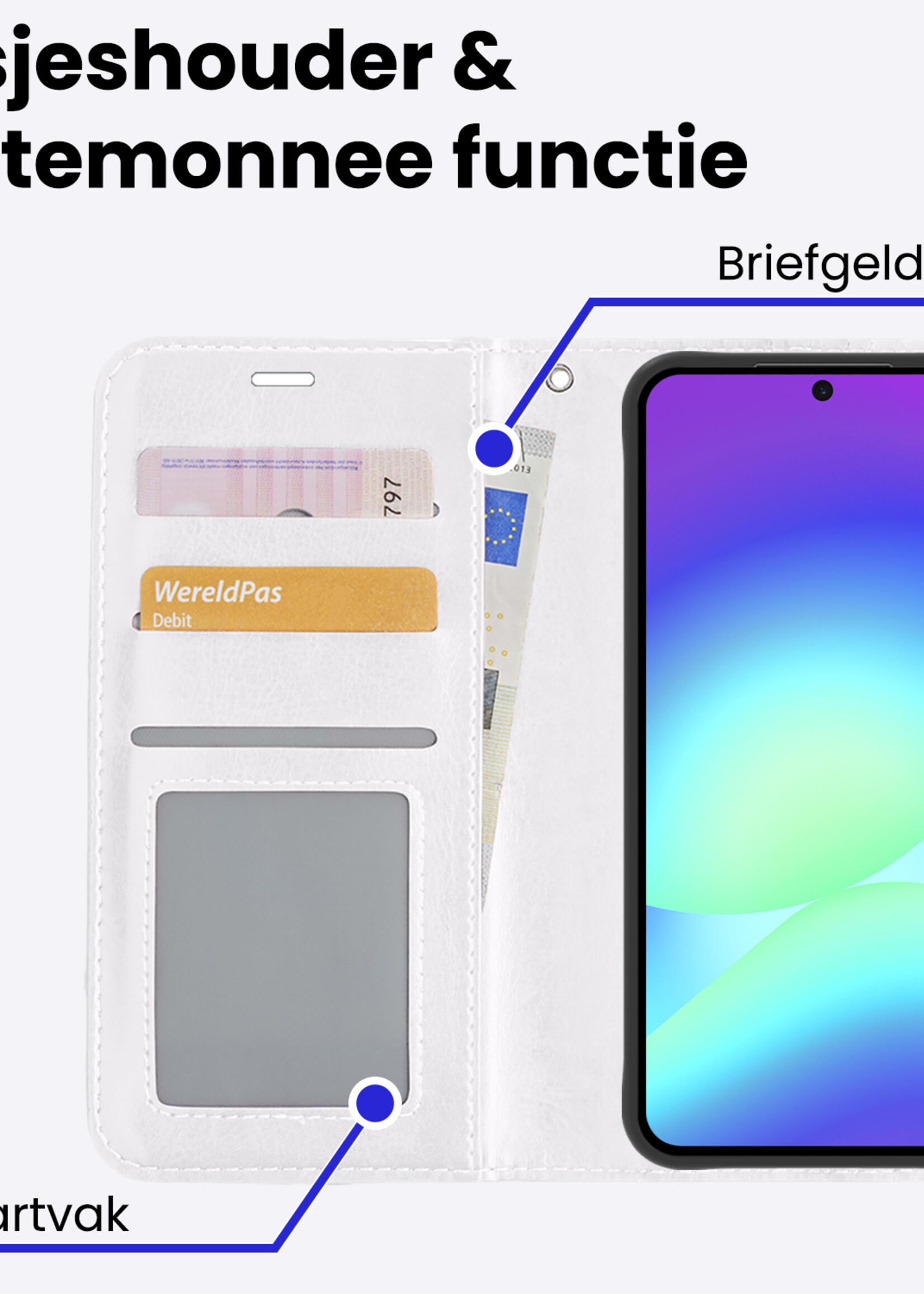 BTH BTH Samsung Galaxy A56 Hoesje Bookcase Met 2x Screenprotector - Wit
