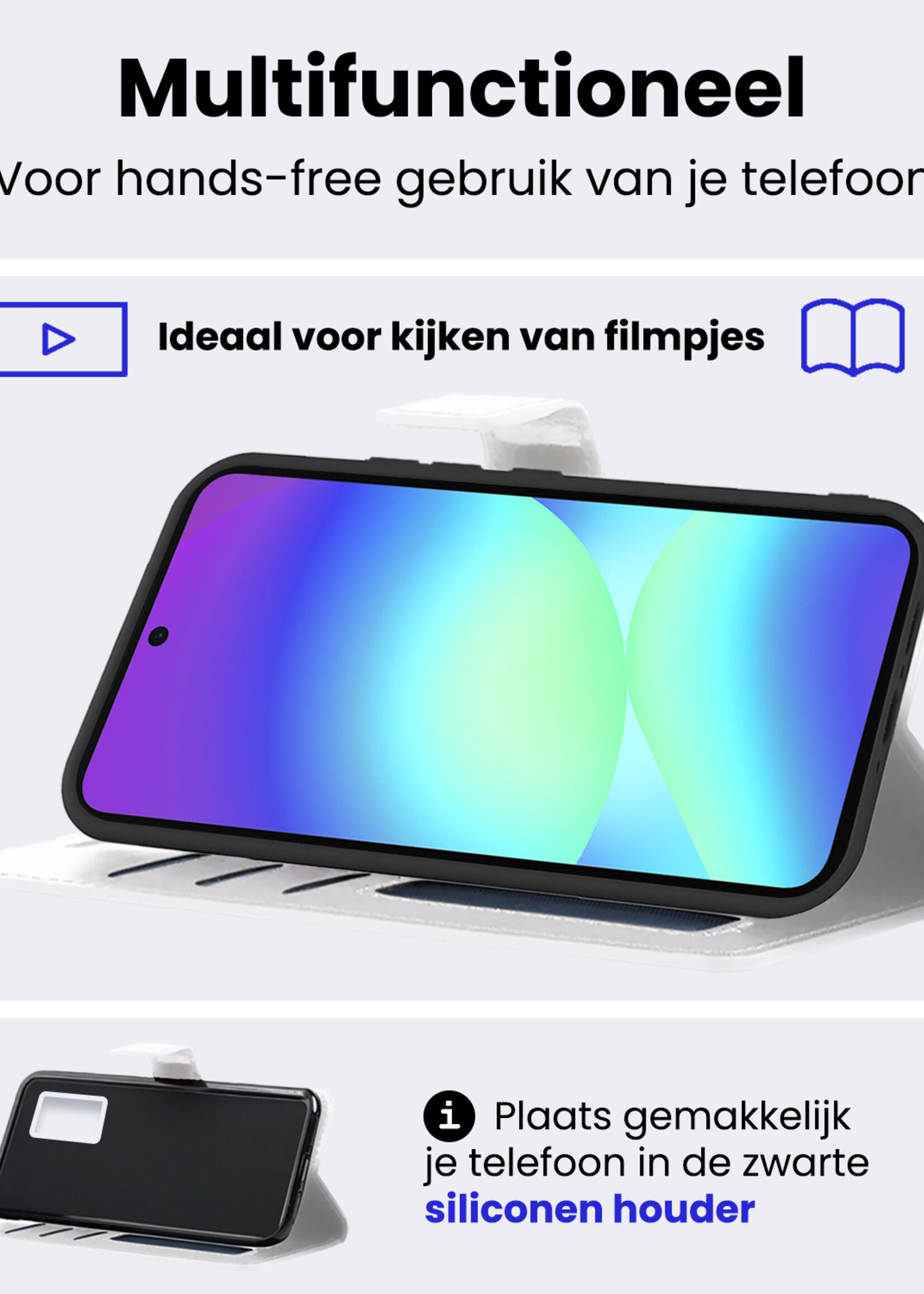 BTH BTH Samsung Galaxy A56 Hoesje Bookcase Met 2x Screenprotector - Wit