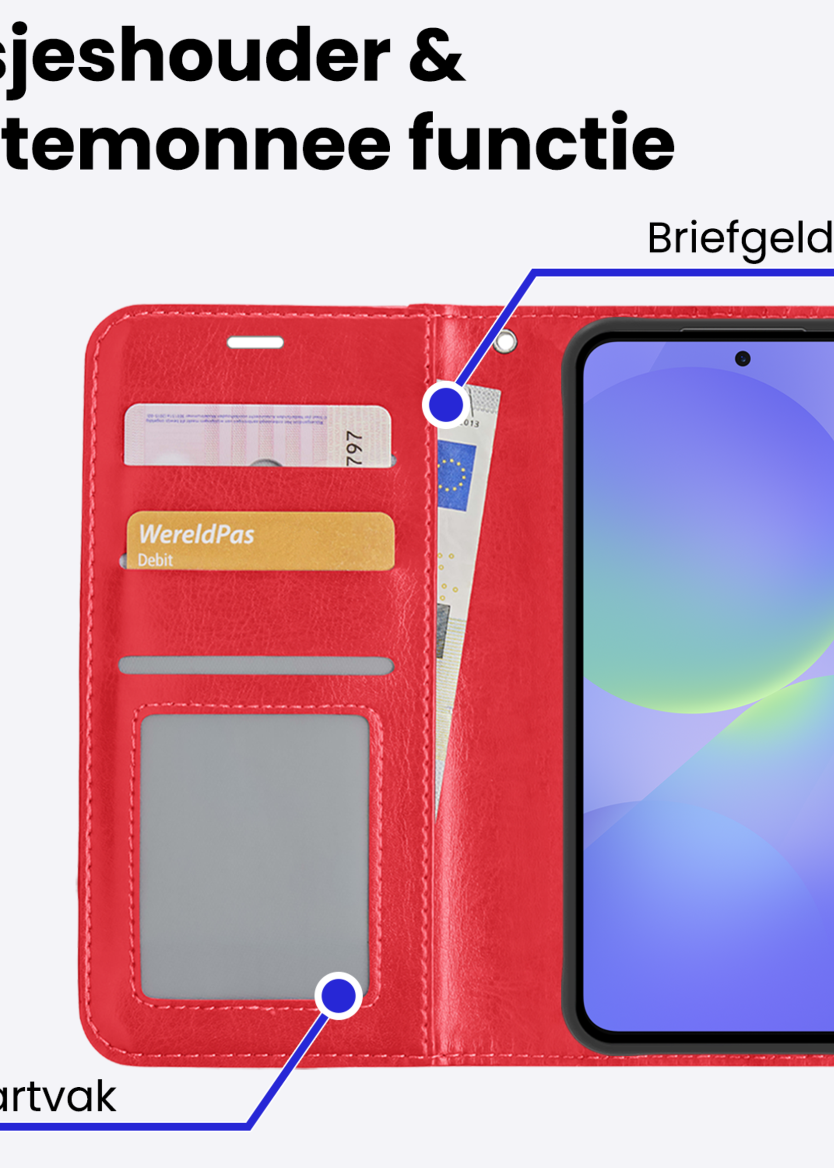 BTH BTH Samsung Galaxy A36 Hoesje Bookcase Met Screenprotector - Rood