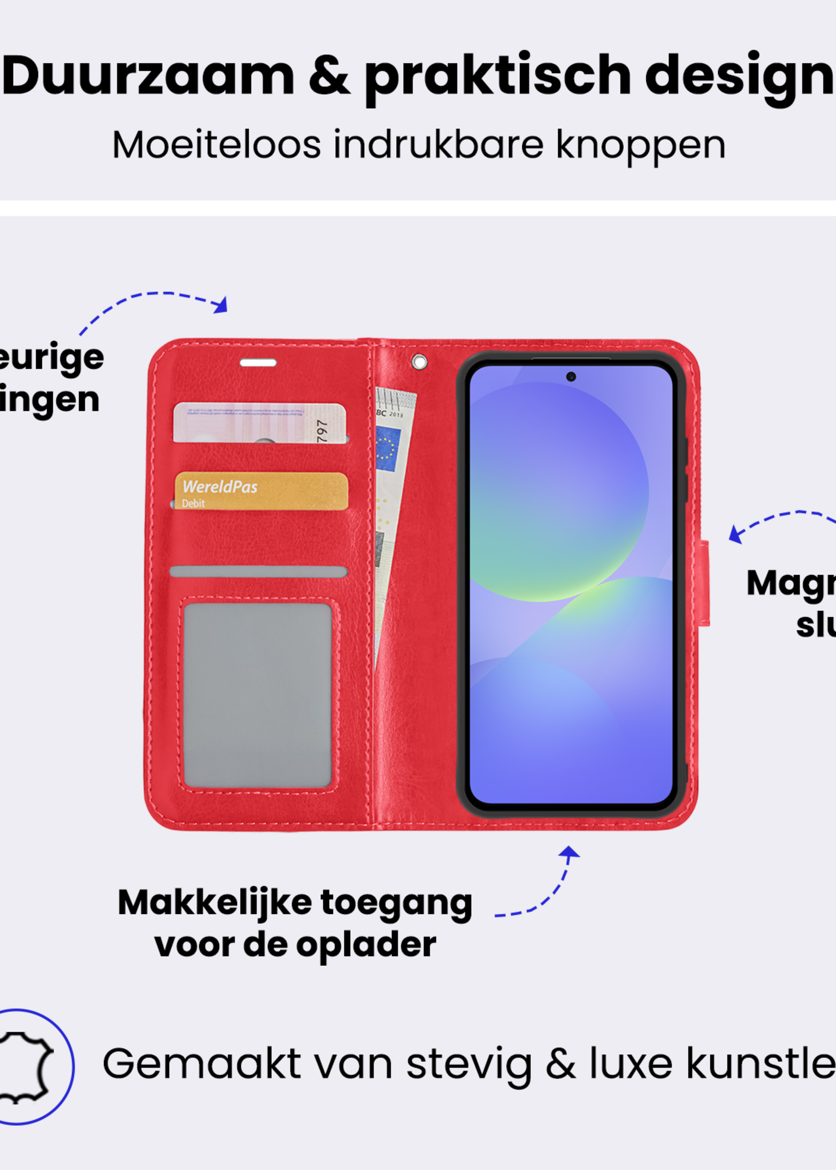 BTH BTH Samsung Galaxy A36 Hoesje Bookcase Met Screenprotector - Rood