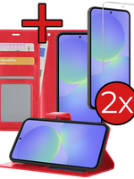 BTH BTH Samsung Galaxy A36 Hoesje Bookcase Met 2x Screenprotector - Rood