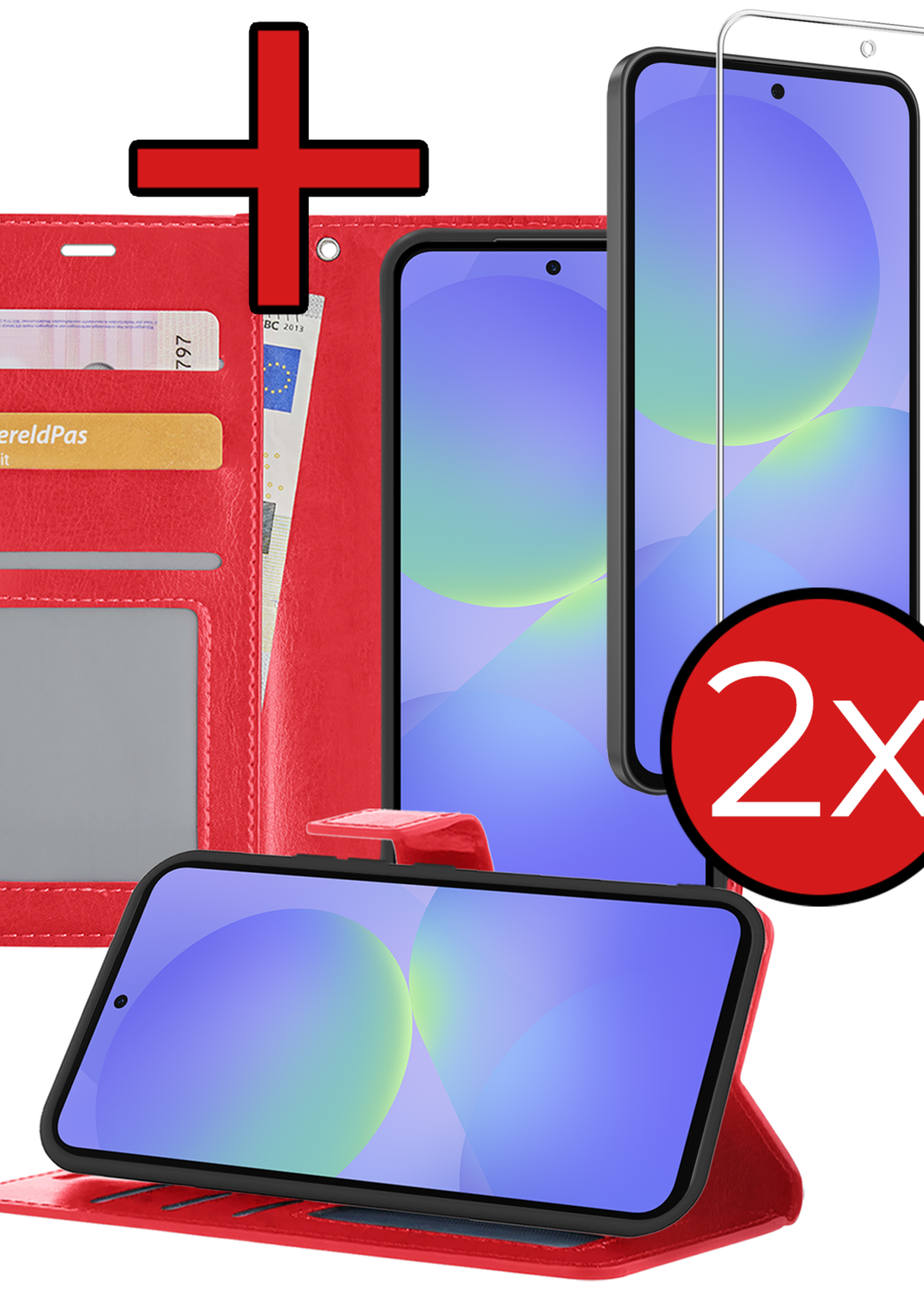 BTH BTH Samsung Galaxy A36 Hoesje Bookcase Met 2x Screenprotector - Rood