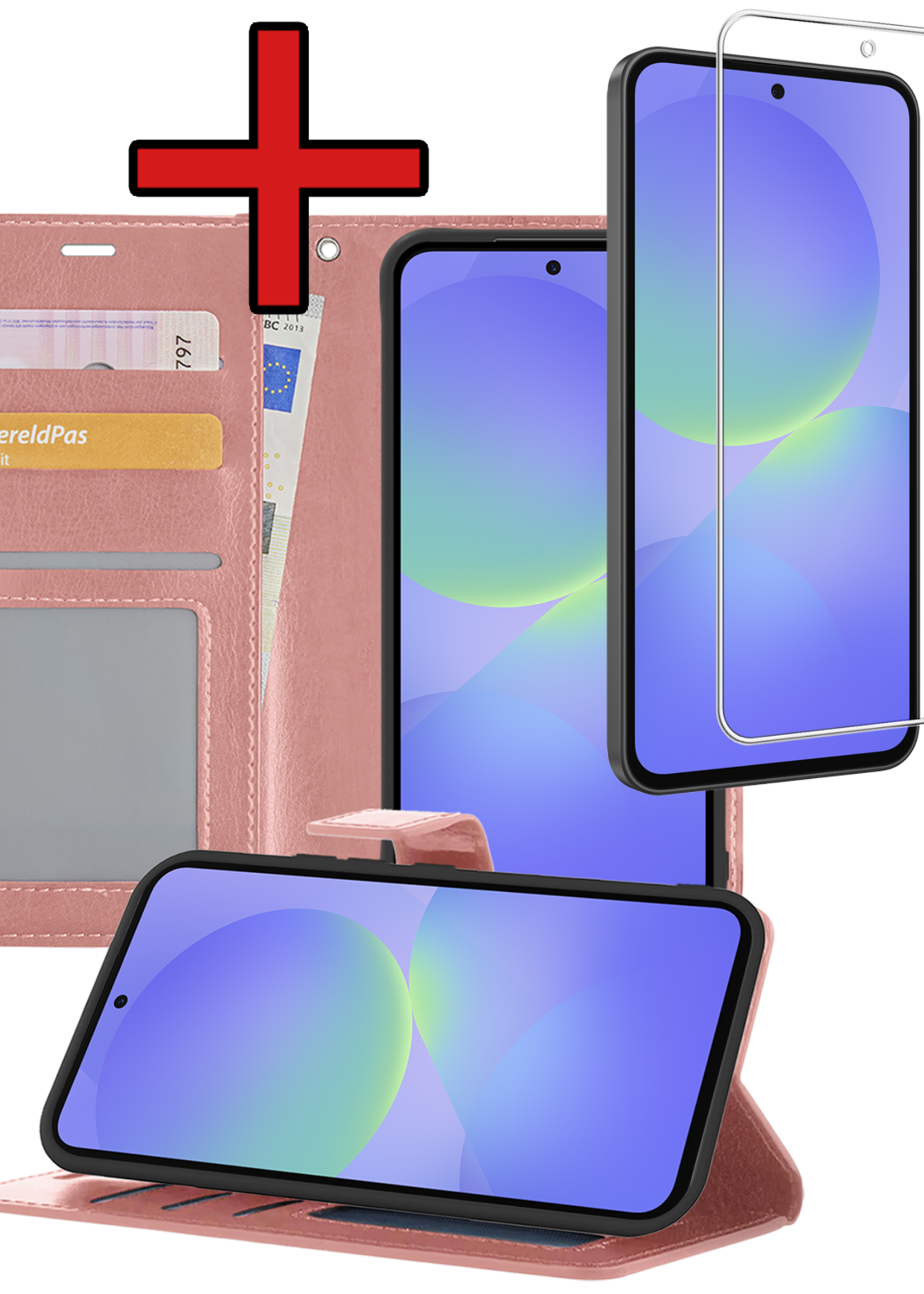 BTH BTH Samsung Galaxy A36 Hoesje Bookcase Met Screenprotector - Rose Goud