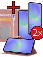 BTH BTH Samsung Galaxy A36 Hoesje Bookcase Met 2x Screenprotector - Rose Goud