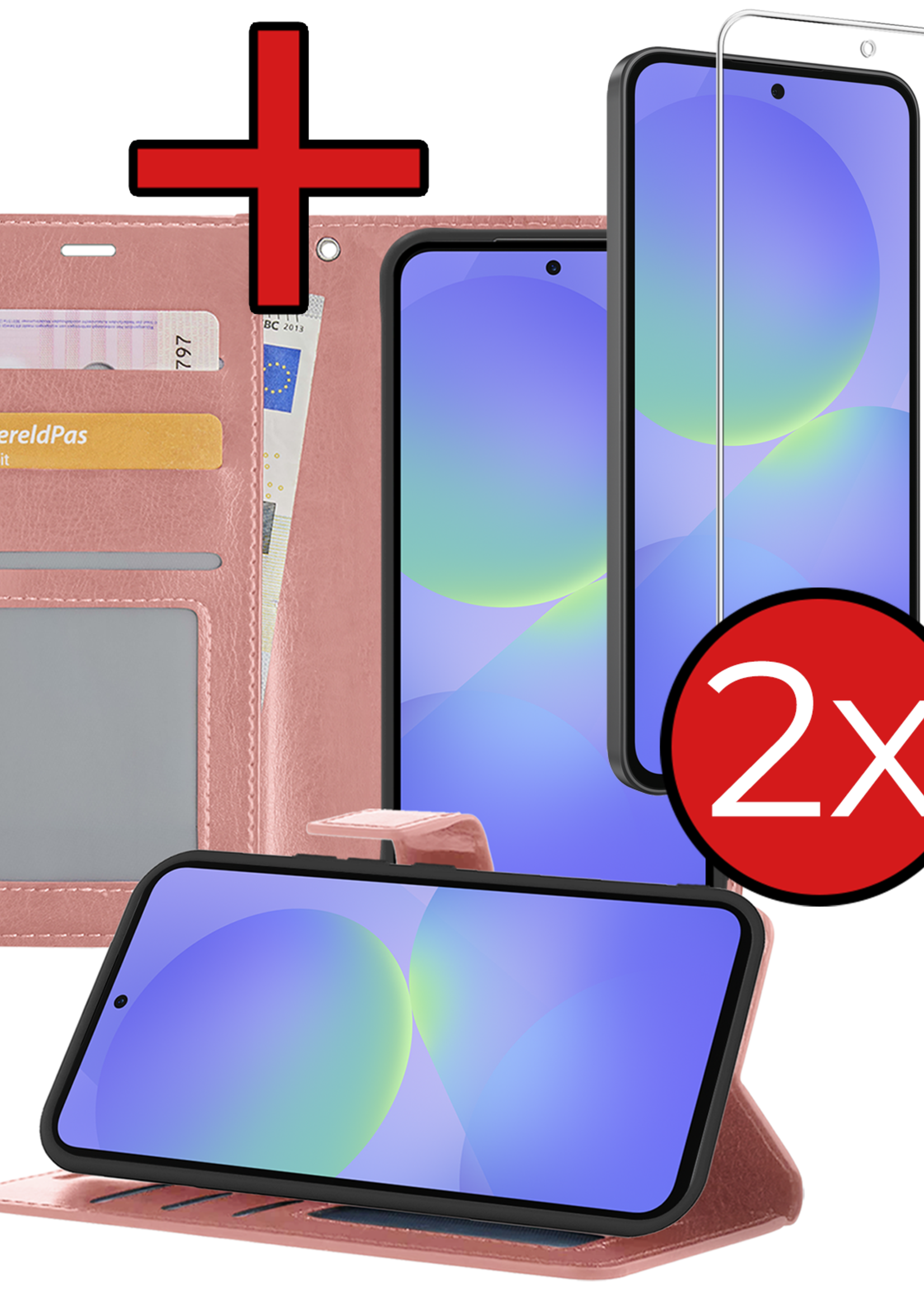 BTH BTH Samsung Galaxy A36 Hoesje Bookcase Met 2x Screenprotector - Rose Goud