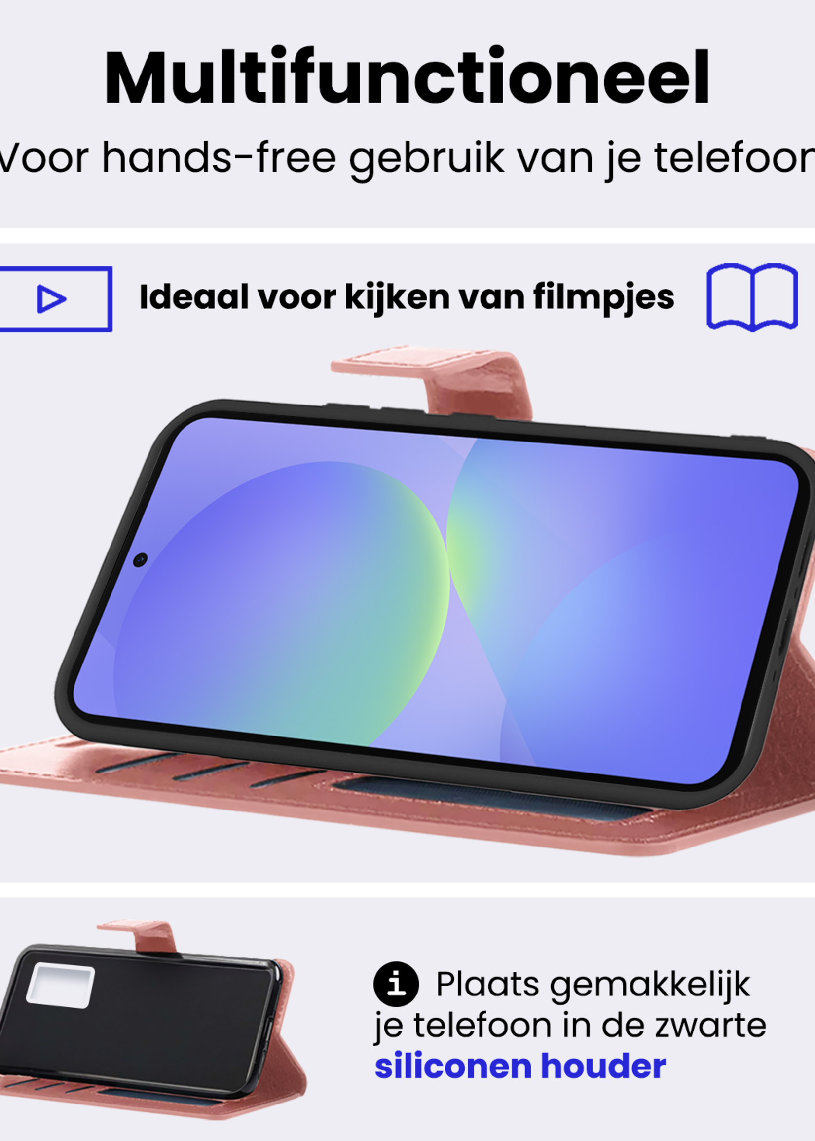 BTH BTH Samsung Galaxy A36 Hoesje Bookcase Met 2x Screenprotector - Rose Goud